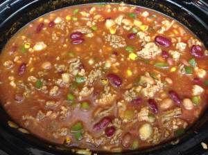 With water and tomato juice.  Ready to cook!