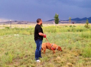 Tim and Roxie in Montana, just as a storm moves in